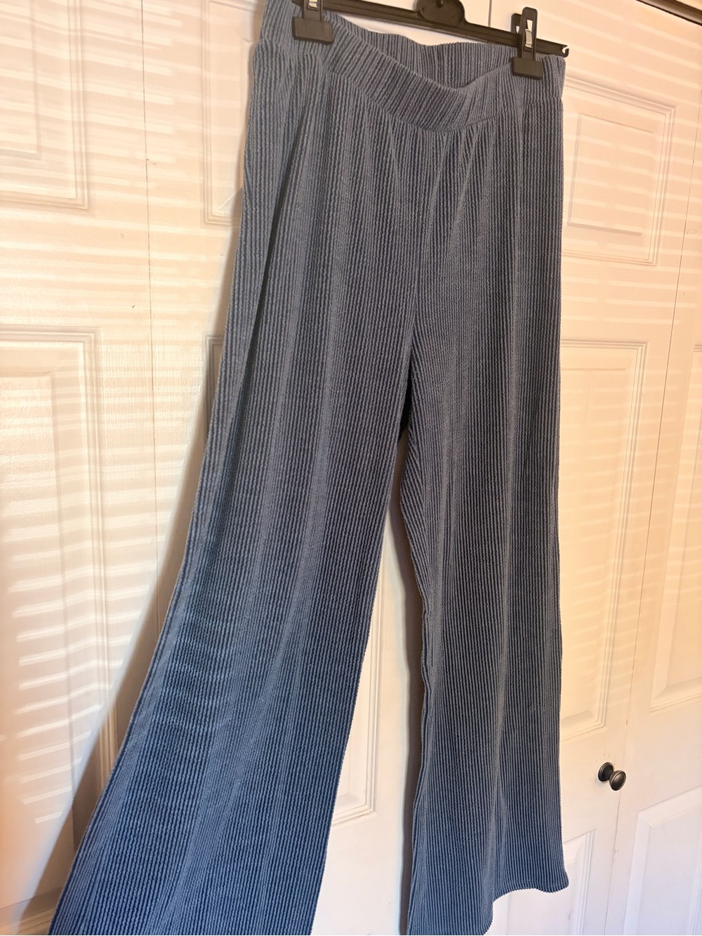 Fashion Nova Ribbed Wide-Leg Pants - Slate Blue